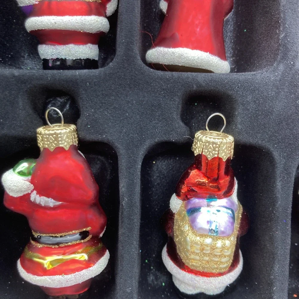 MACY'S Holiday Lane Christmas Box Set of 12 Glass Santa Claus 2